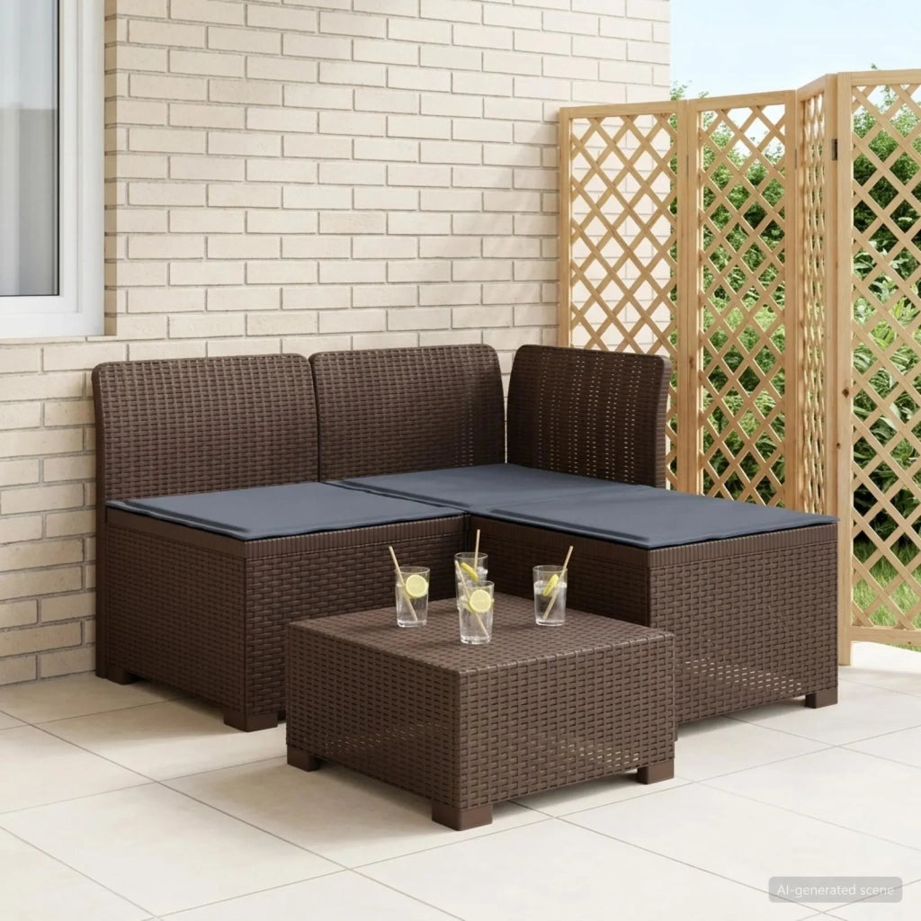 Divano da giardino 3 posti con cuscini in look rattan PP 8011895