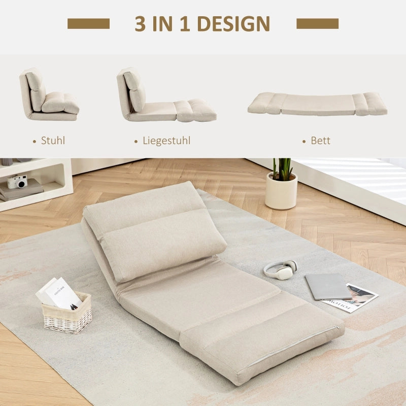 POLTRONA Bassa pieghevole 70x72x56 cm Poliestere Beige