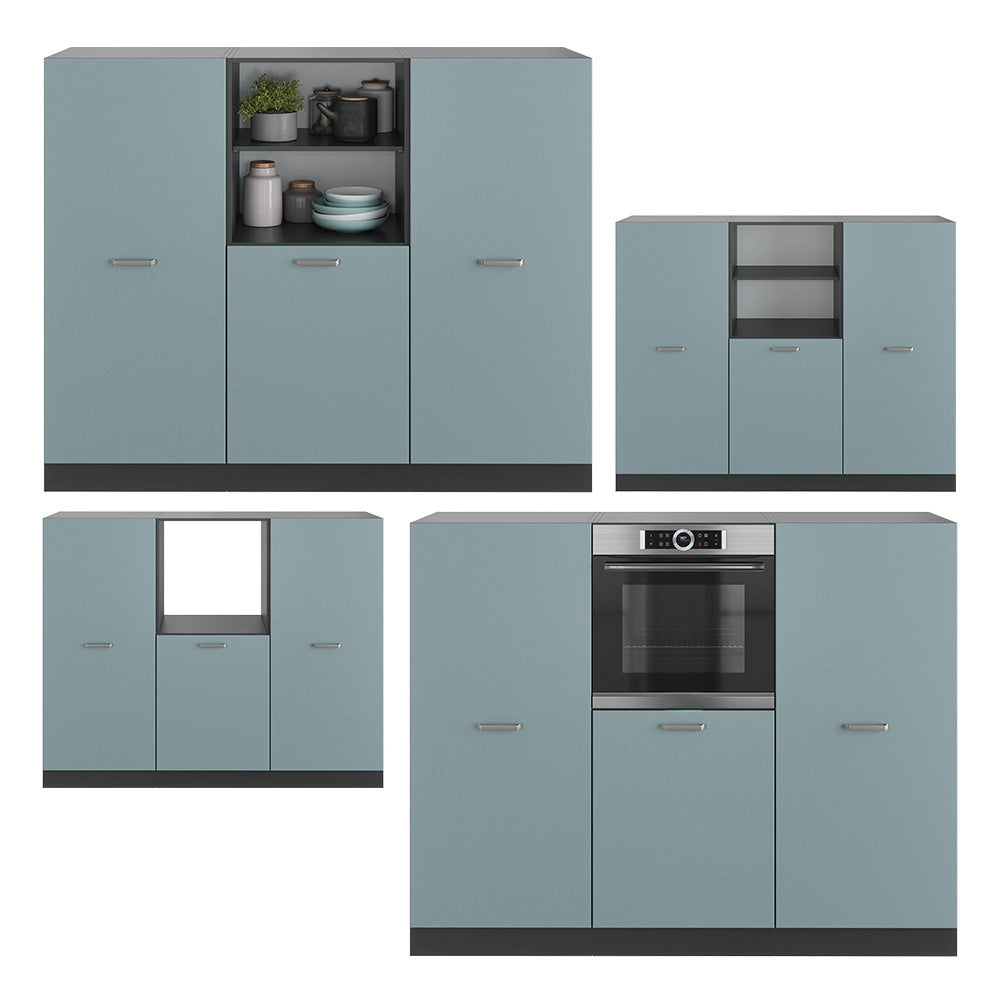 Cucine componibili piccole R-Line Grigio-blu/Antracite 180 cm senza piano di lavoro Vicco