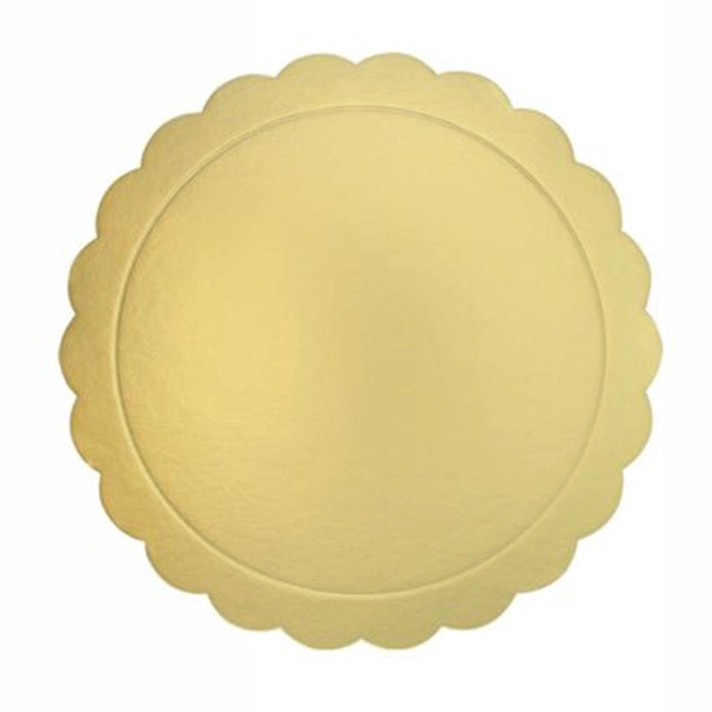 Trade Shop - Set 3 Pz Base Per Torta Rotonda Piatto Sottotorta Dorato 26 Cm Con Bordino 31162 -
