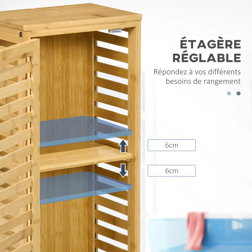 Armadietto da Bagno in Bamb¨´ con Ripiano Regolabile ¨C Zephmum ¨C Naturale 30x19.9x70 cm