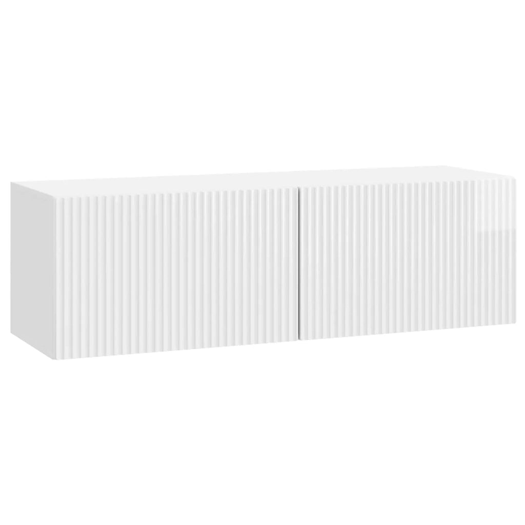 Mobile Porta TV da Muro Bianco Lucido 98 x 31 x 30 cm 898559