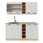 Vicco Cucina completa Casa di campagna bianca/quercia dorata 160 cm senza piano di lavoro