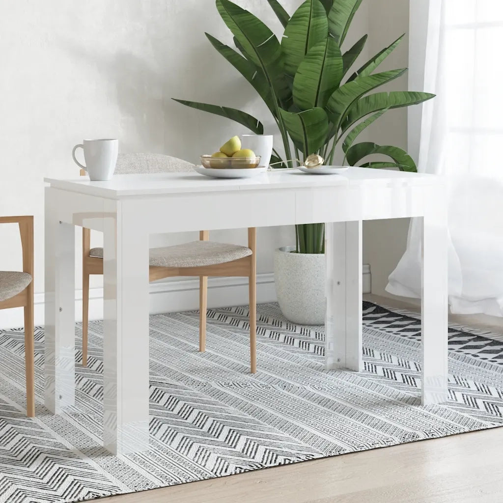 Tavolo da Pranzo Bianco Lucido 120x60x76 cm Legno Multistrato 800762