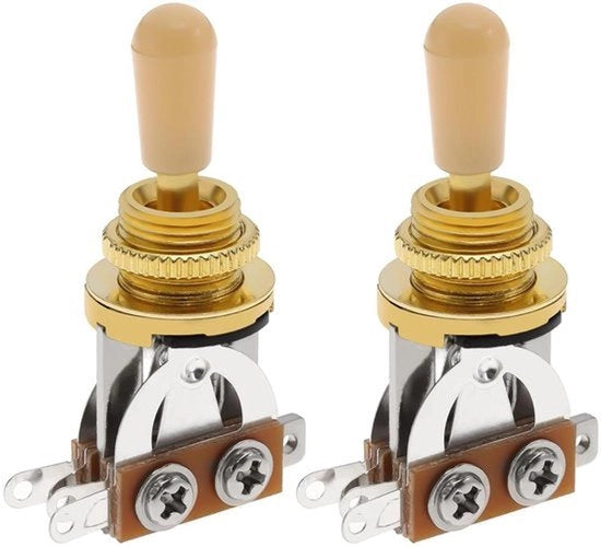 Selettore di pickup elettrico per chitarra - Interruttore a leva - 3 modalità - Pomo con punta dorata - Stile Les Paul - Compatibile - Chitarra - 2 pezzi - Nero
