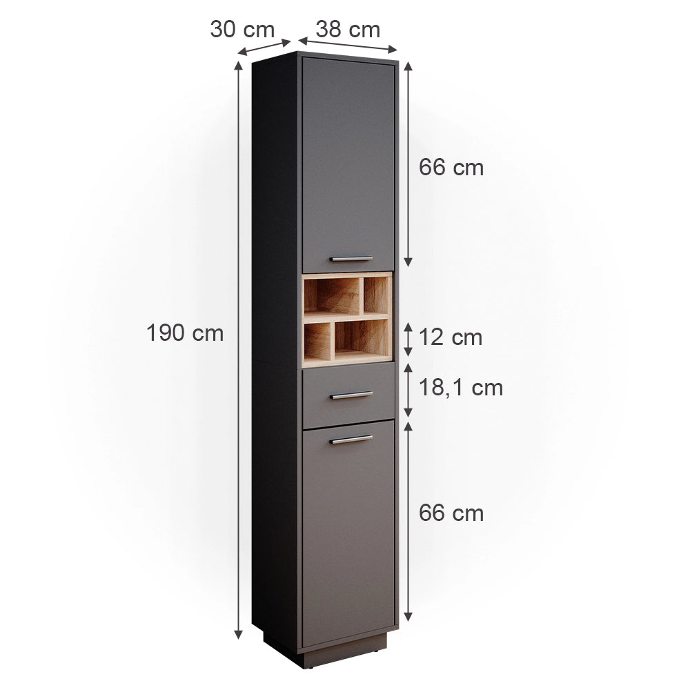 Vicco Mobile bagno alto Antracite 38 x 190 cm