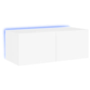 Mobile TV multimediale scaffale TV credenza mobile TV sala da pranzo soggiorno camera da letto montaggio a parete con luci LED 80 x 35 x 31 cm bianco 02_0027924