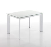 Tavolo allungabile in vetro temperato bianco cm. H.76xL.80xP.120