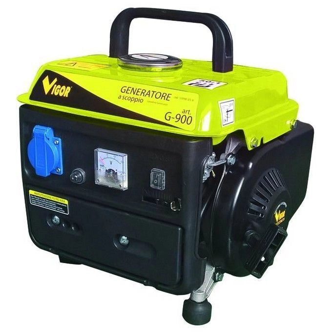 Vigor G-900 2T Generatore di Corrente Motore 2 Tempi 650W 900 VA Avvolgimento Alluminio 4L colore Nero