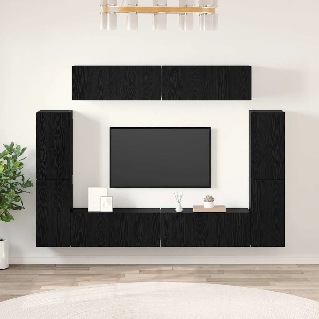 Set mobile TV 8 pcs Rovere nero Legno multistrato 3393325