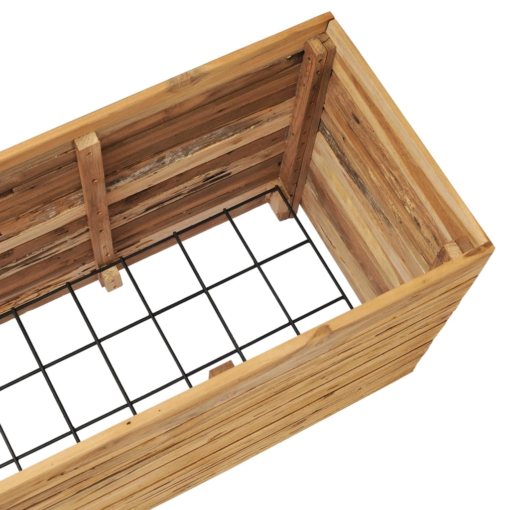 Aiuola rialzata per piante e fiori 150 x 40 x 55 cm legno di teak riciclato e acciaio 02_0000913