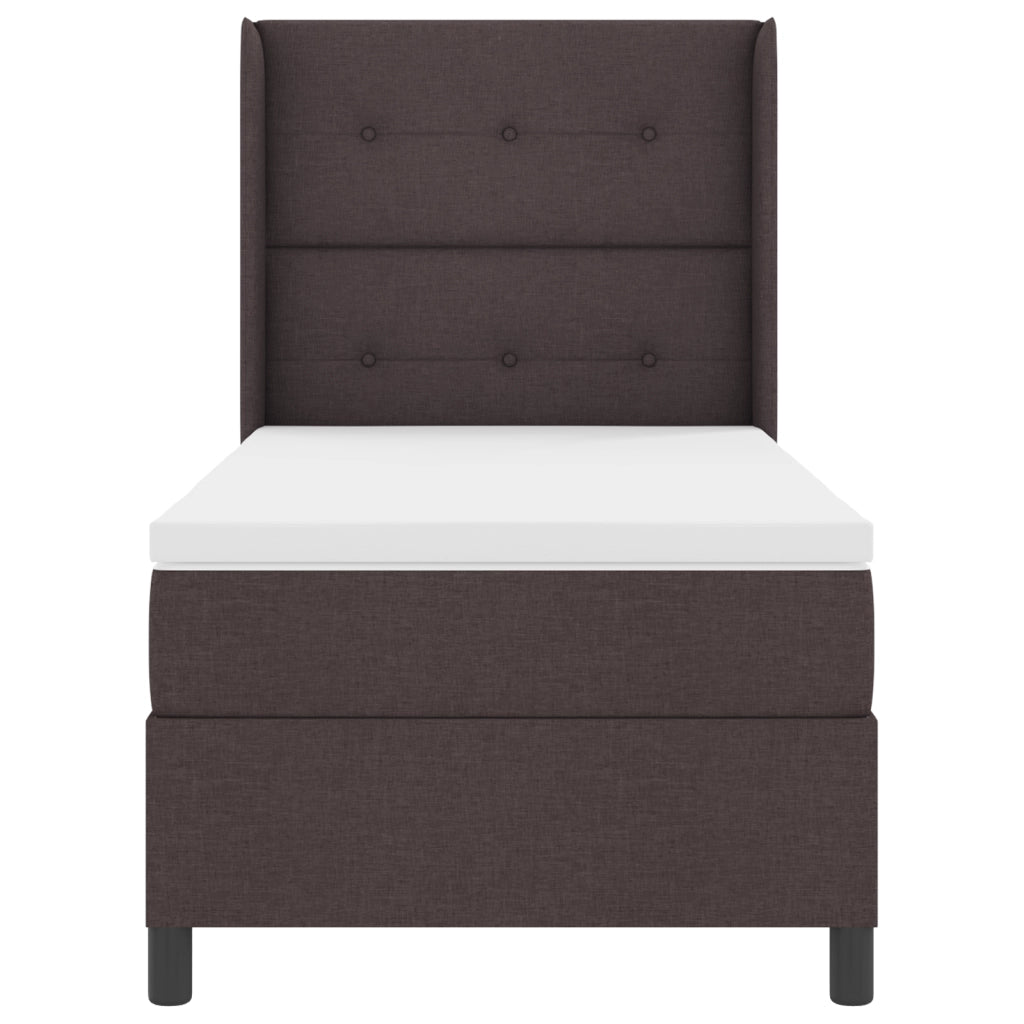 Letto a Molle con Materasso e LED in Marrone Scuro - 80x200 cm Tessuto