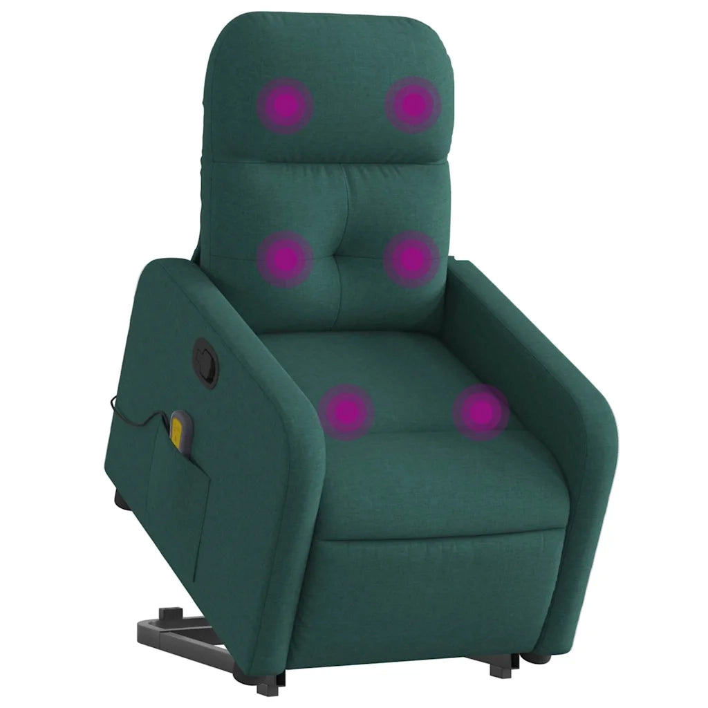 Divano Sedia-Poltrona Alzapersona Massaggiante Verde Scuro in Tessuto 621955