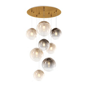 Lampadario Moderno Big Eclipse Metallo Ottone Vetro Ambra-Bronzo 8 Luci E27