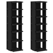 Scarpiere 2 pz | Mobile per scarpe Rovere Nero 25x27x102 cm in Legno Multistrato