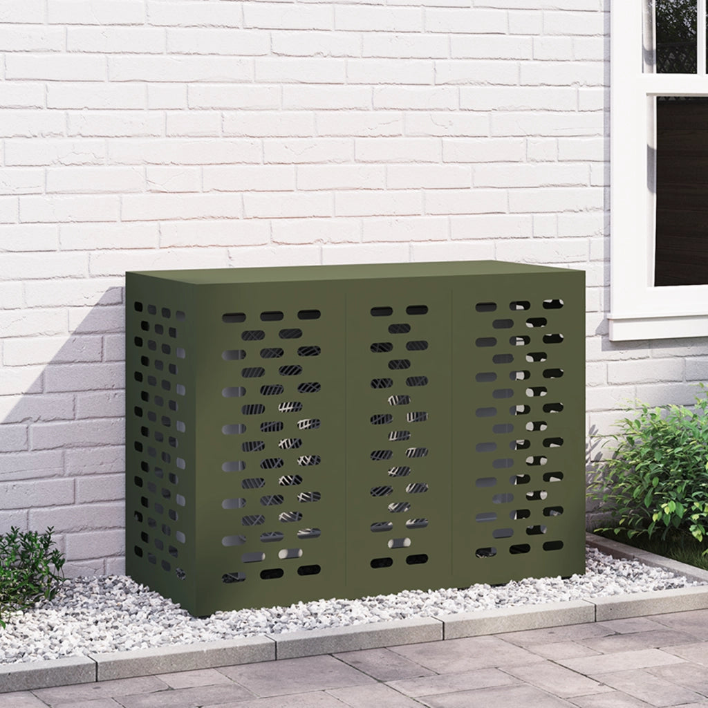 Copertura per Condizionatore d'Aria Verde Oliva 110x50x80 cm Acciaio