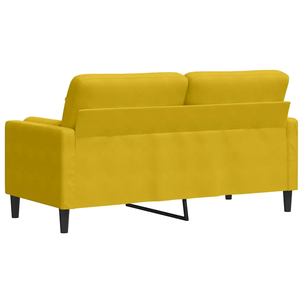 Divano | Divano da soggiorno | Sofa a 2 Posti con Cuscini Giallo 140 cm in Velluto