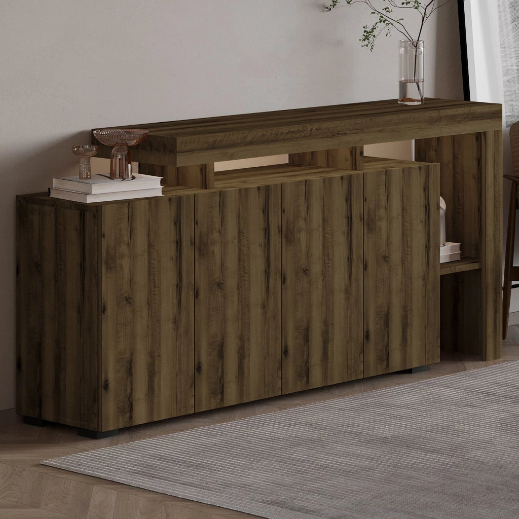 Credenza in legno "Beliz" - 170 x 35 x 80 cm - Noce antico