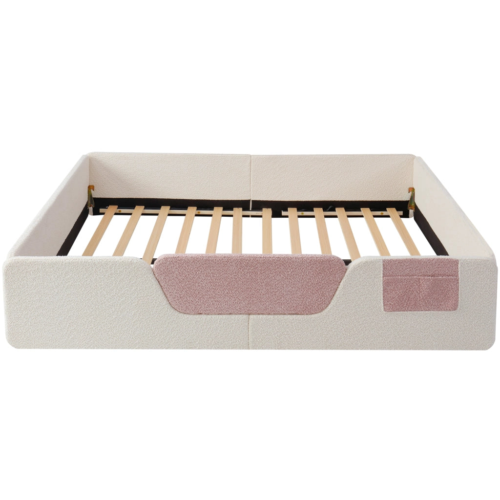 Letto Imbottito 140x190 ¨C MINIMAL ¨C Velluto Beige, Senza Materasso