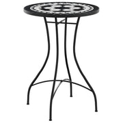 Tavolino da Giardino | Tavolino da Bistrot con Mosaico Nero e Bianco ?50x70cm Ceramica