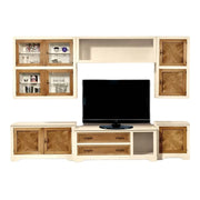 Parete attrezzata in legno avorio noce/grano 310x65 - Mobili 2G
