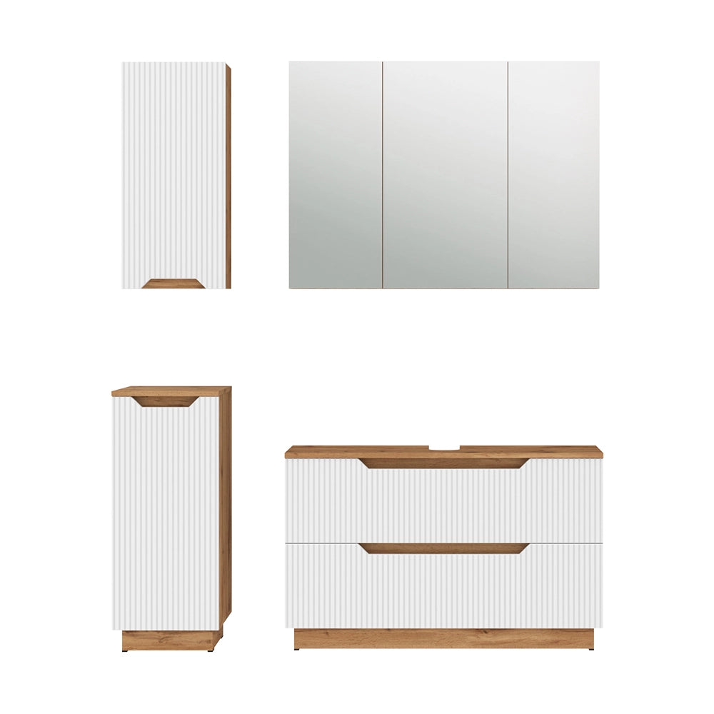Vicco Set di mobili da bagno Rovere/bianco a strisce 4 parti