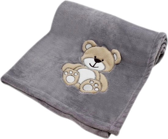 Pannolino morbido, deken di conforto per bambini, regalo per il battesimo, la nascita o la prima abilitazione, deken grigio con orso.