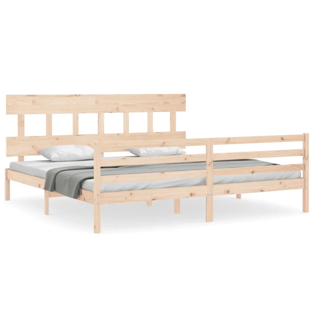 Giroletto con Testiera-Struttura Letto con testiera 200x200 cm in Legno Massello 248053