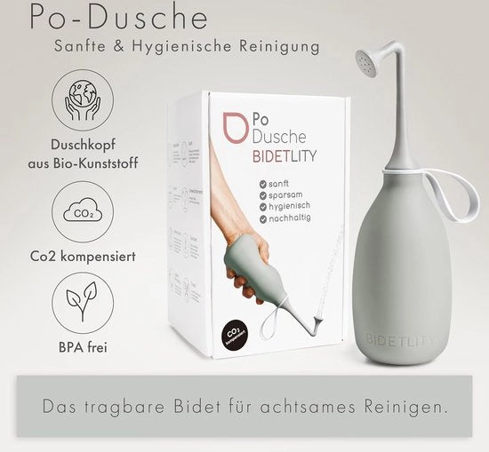Bidet portatile. Elegante doccia mobile per il sedere e l'area posteriore, da utilizzare sul water e in viaggio. Doccia intima e sostenibile per un'igiene personale raffinata.