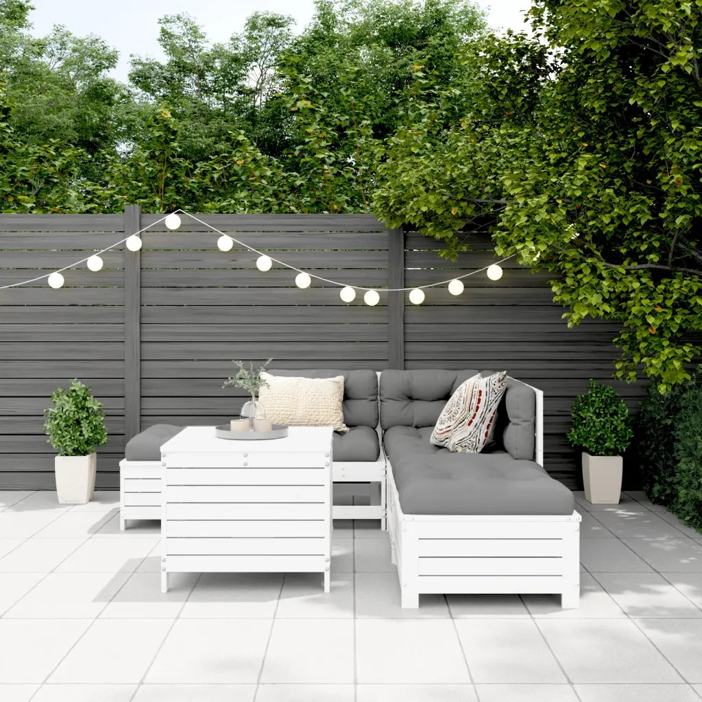 Set Divani da Giardino 6 pz Bianco in Legno Massello di Pino 3250705