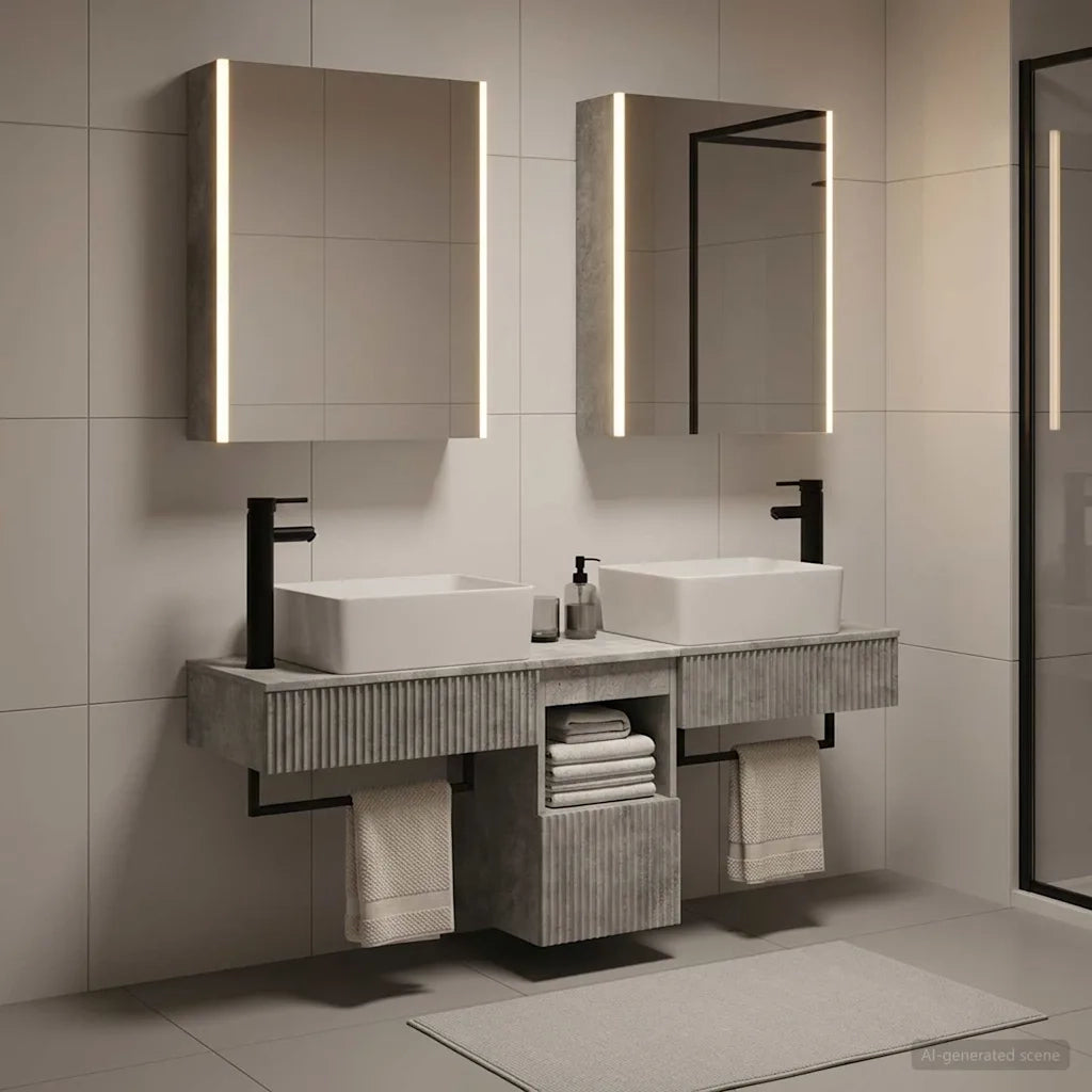 Set di Armadi da Bagno 5 pcs Grigio Cemento 53 x 15,5 x 70 cm 3406330