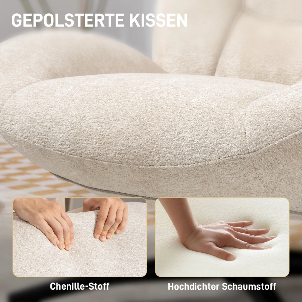 Poltrona girevole imbottita ¨C Xylo ¨C tessuto crema con base in metallo