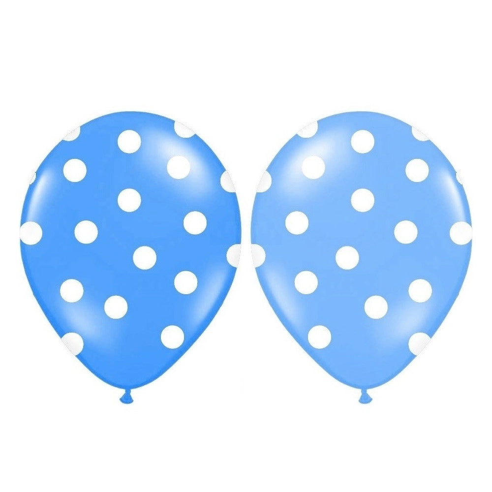Trade Shop - Set 240 Pezzi Palloncini Colore Blu Pois Feste Compleanni Party Bambini -