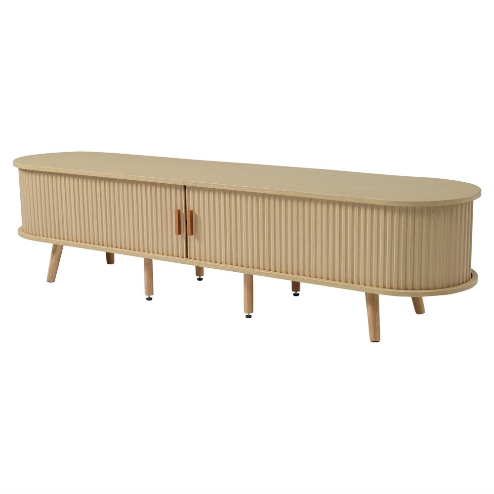 Mobile TV con Vano Contenitore e Tavolino da Caff¨¨ Ovale ¨C MINIMAL ¨C Legno Naturale MDF
