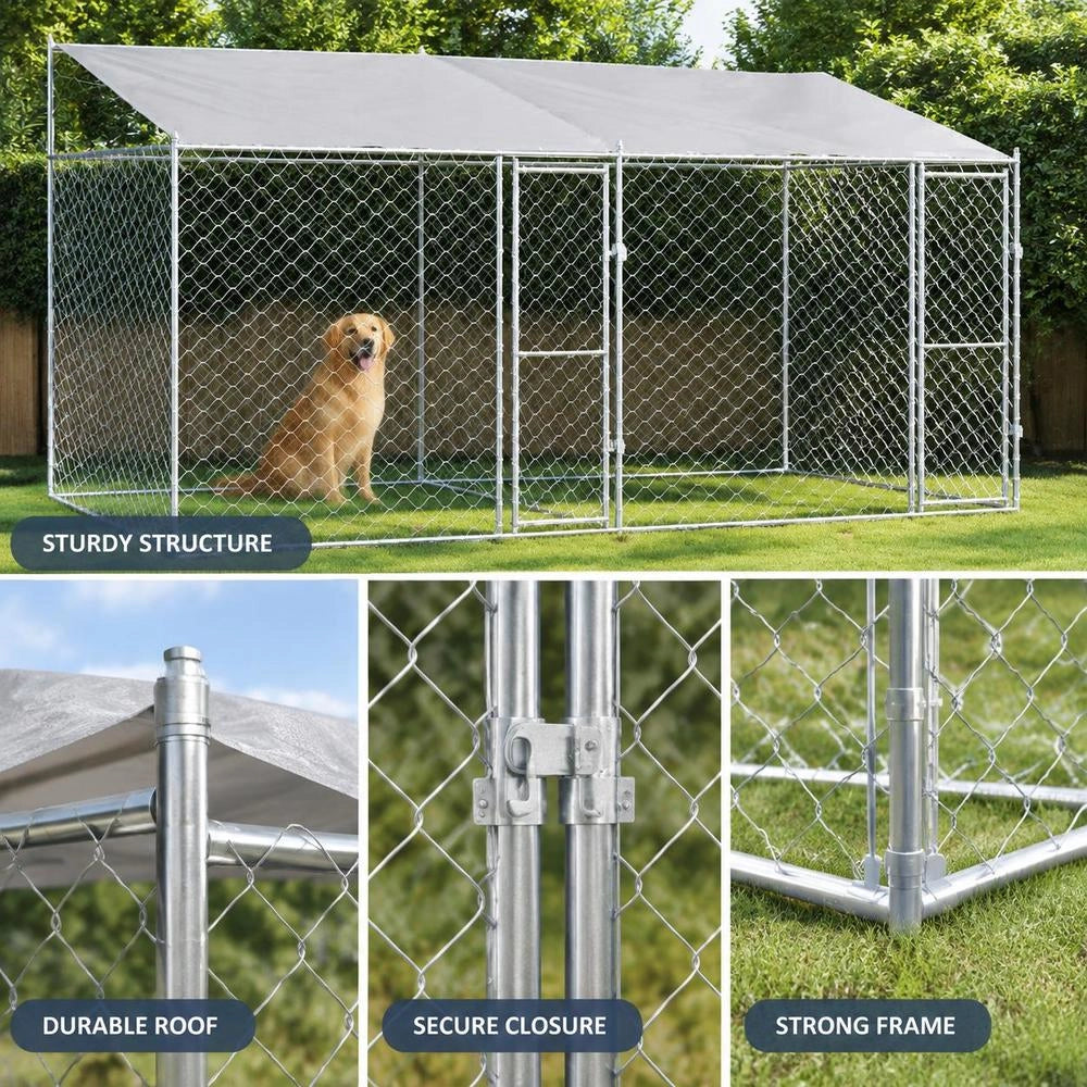 Dog Cage Silver 400 X 200 X 256 Cm Galvanized Steel