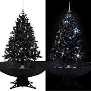Albero di Natale con Nevicata e Base ad Ombrello Nero 140cm PVC 289932