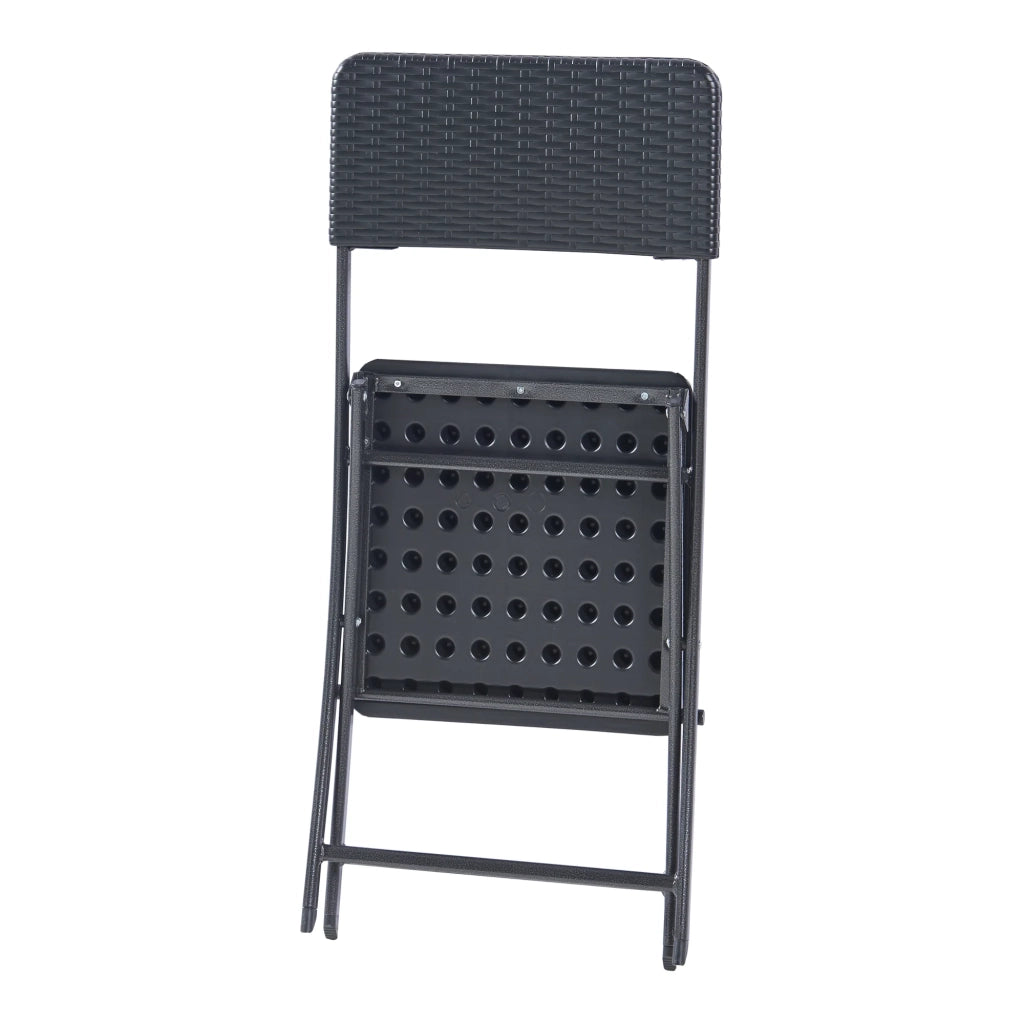 Set di 2 sedie pieghevoli da esterno per giardino campeggio e patio 81 x 45 x 58 cm effetto rattan nero 03_0009640