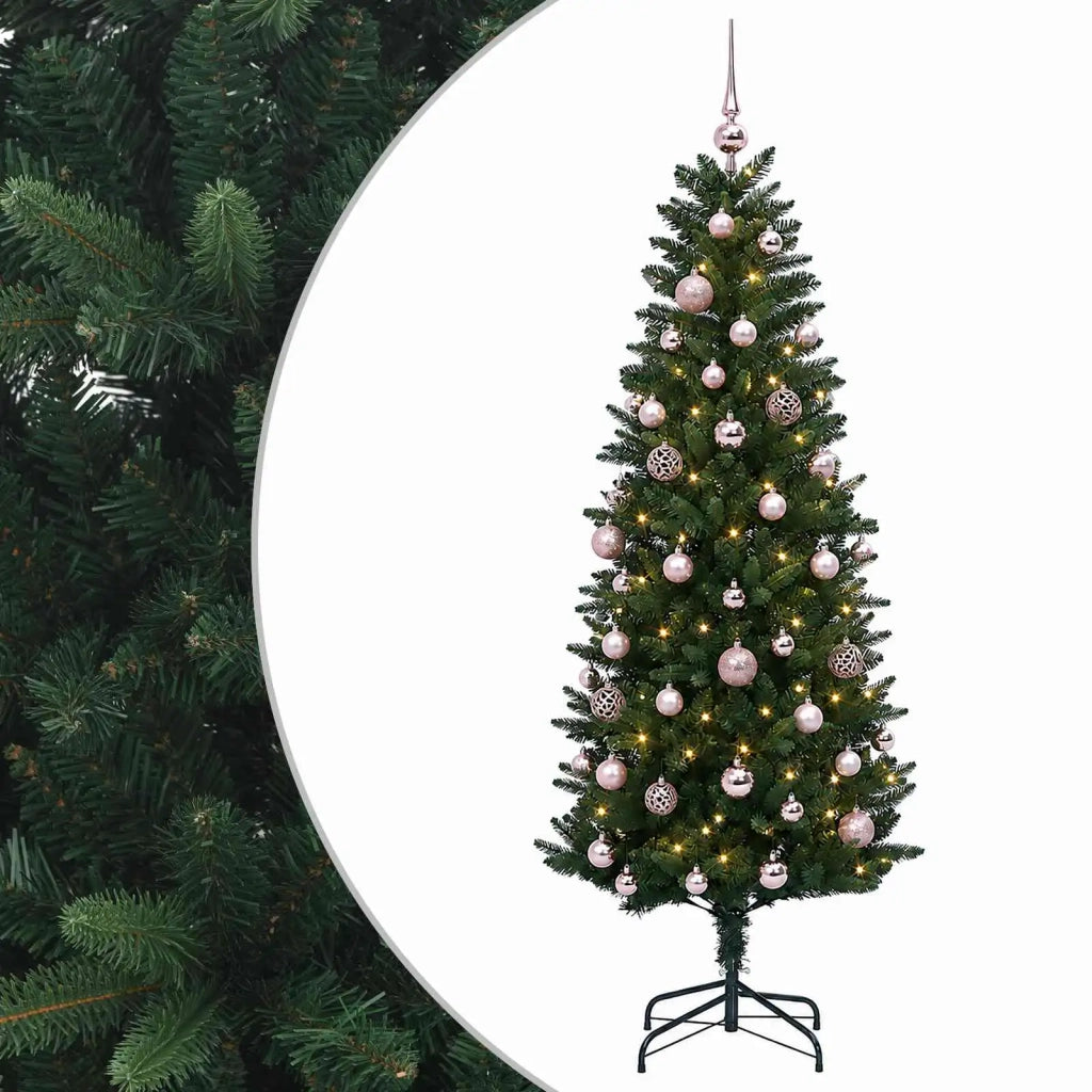 Albero di Natale Artificiale con Palline 150 cm 150 LED 3465828