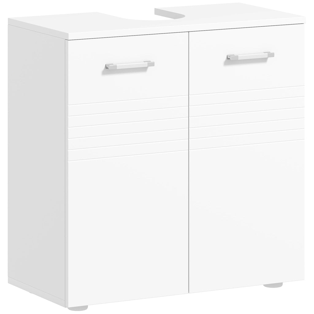 Mobile da Bagno Sottolavabo con 2 Ante e Ripiano Aggiustabile ¨C Zephmum ¨C 60x30x62,5 cm Bianco