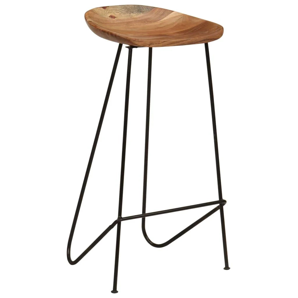 Set di due sgabelli da bar di design seduta in legno massello di acacia 1202088