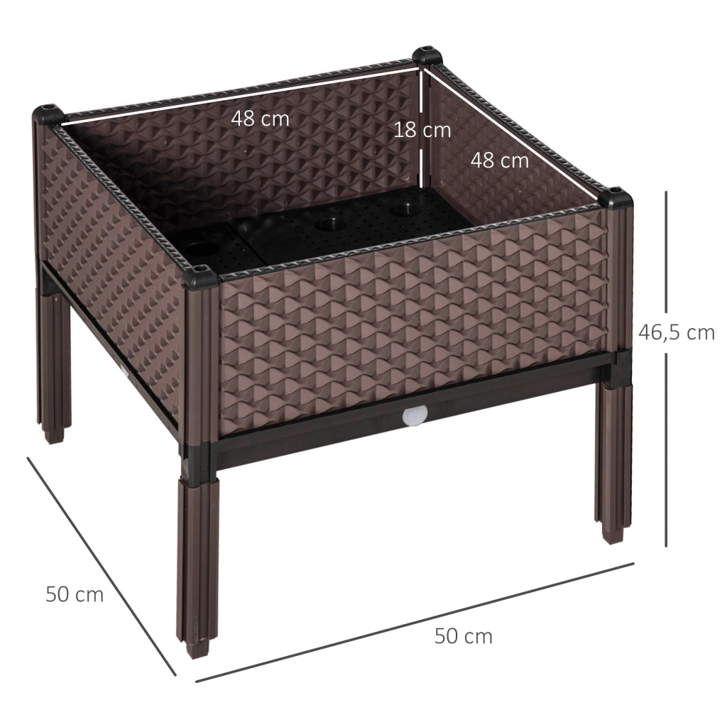 Giardiniere Quadrate Elevate 2 Pezzi ¨C zephmum ¨C 50x50x46,5 cm Marrone