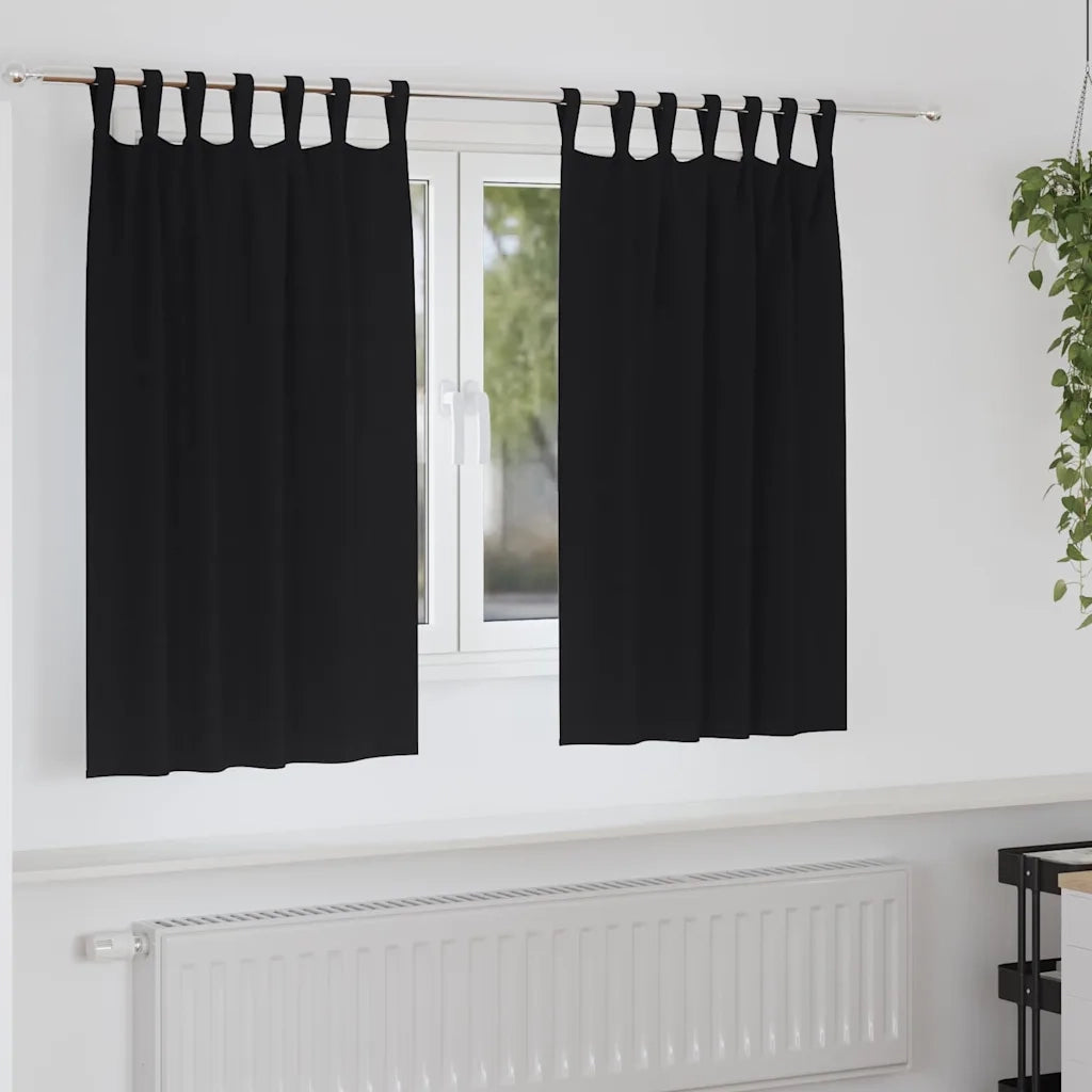vidaXL Tende con tende 2 pcs Nero Poliestere