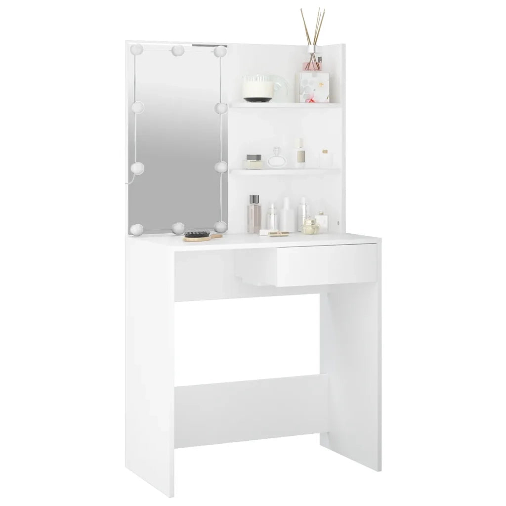 Toeletta | Tavolo da Trucco con LED Bianca 74,5x40x141 cm