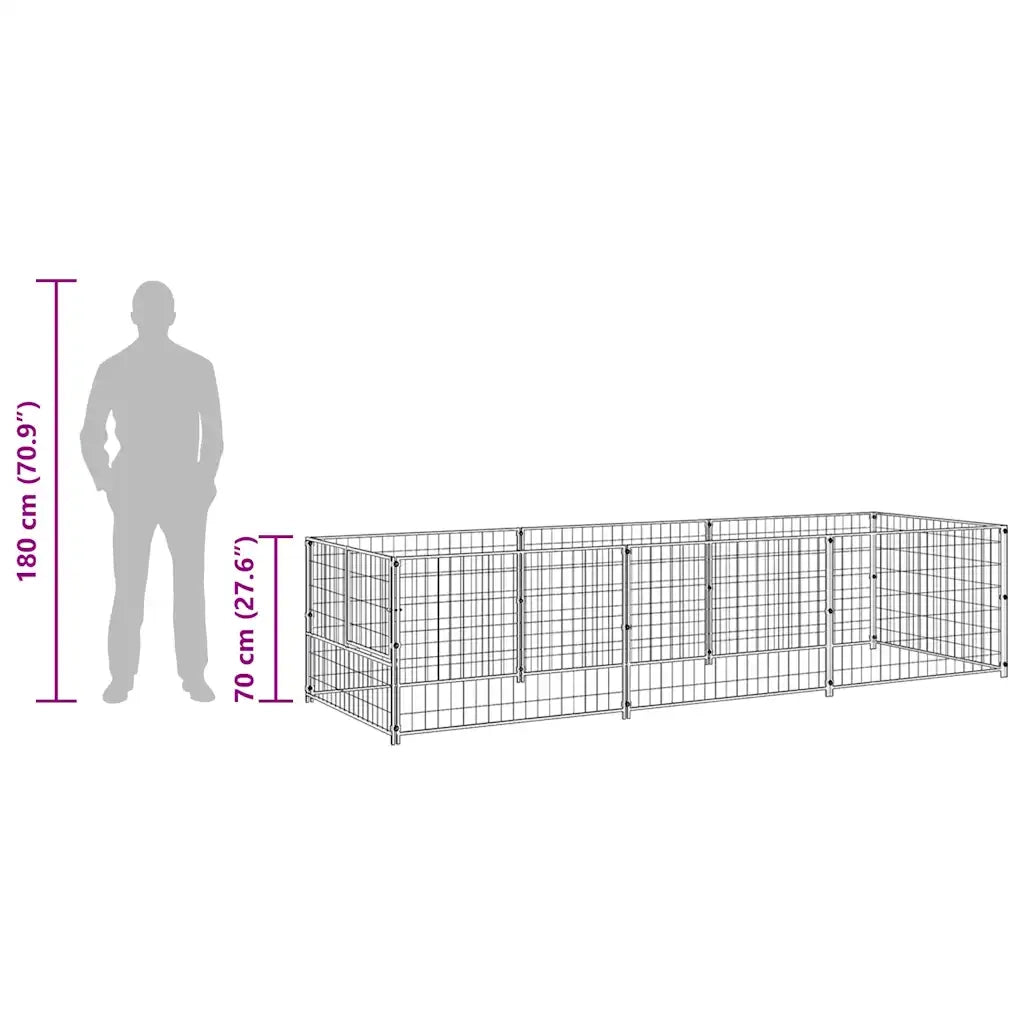 Gabbia per Cani Nera 3 m² in Acciaio 3082093