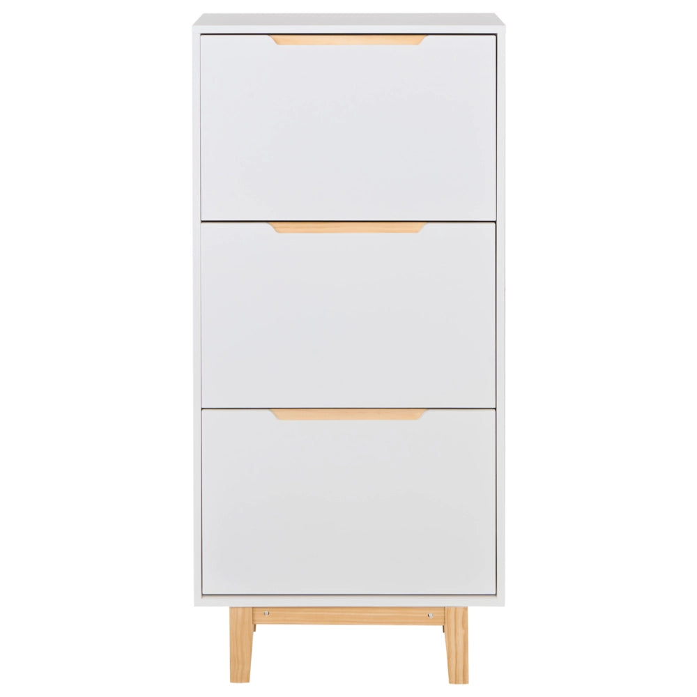 Armadietto porta scarpe in MDF bianco a 3 scomparti Design moderno corridoio