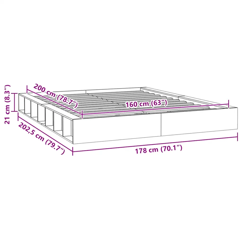 Giroletto-Struttura Letto 160x200 cm in Legno Massello 473714