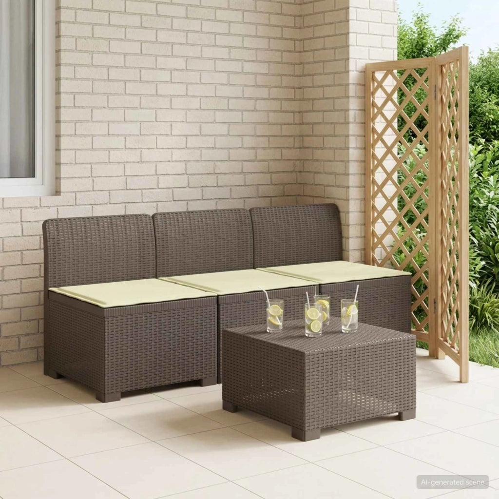 Divano da giardino 3 posti con cuscini in look rattan 3 posto 8011972