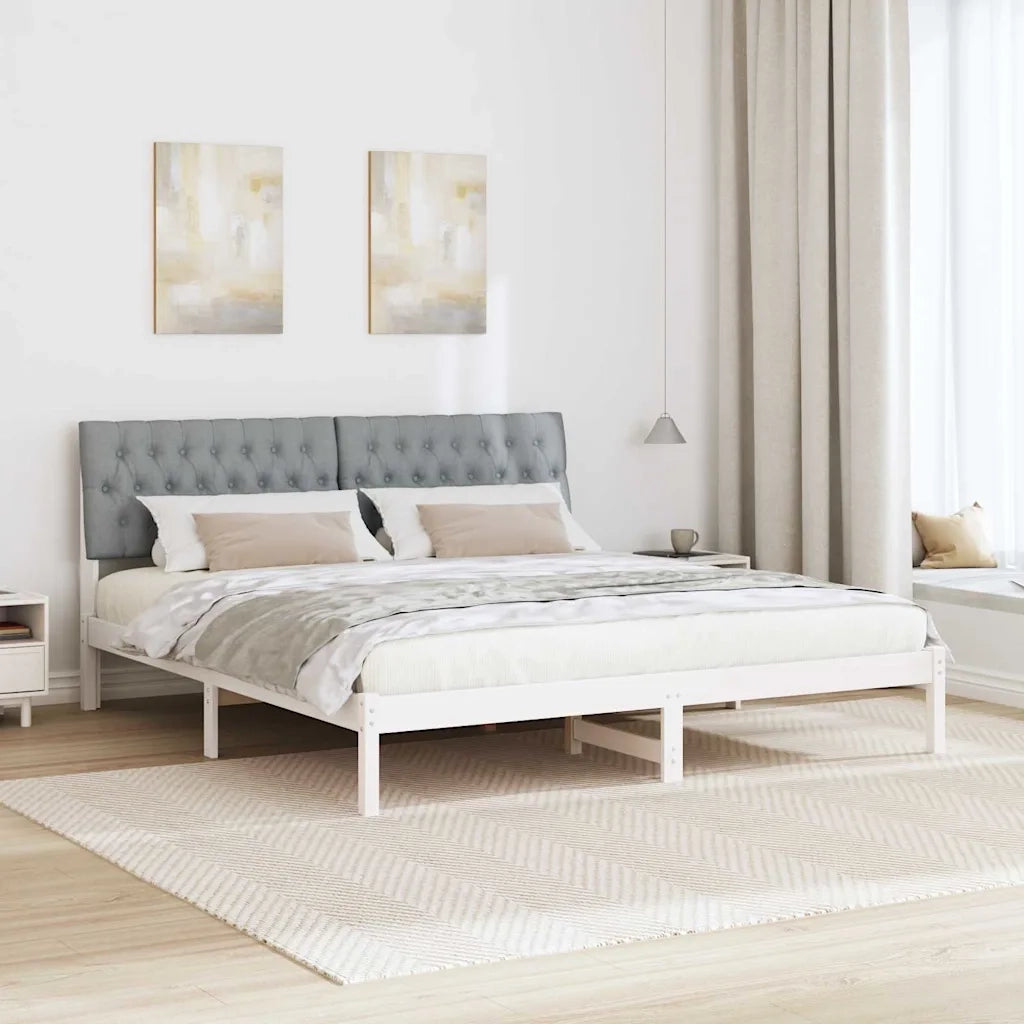 Letto con Testiera Rivestita con testiera Bianco 180 x 200 cm 3394387