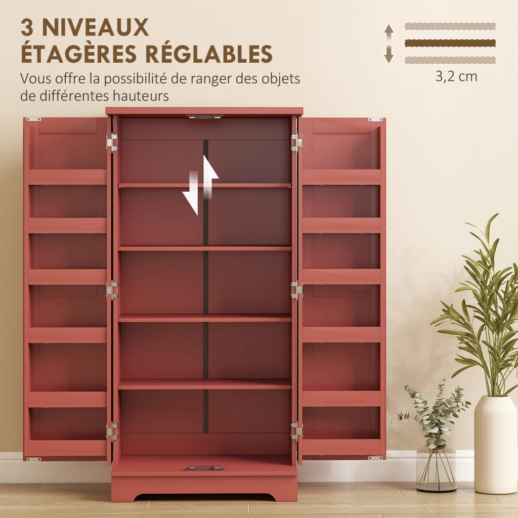 Buffet Cucina con Ante e Ripiani ¨C zephmum ¨C Legno Rosso 60x40x120 cm