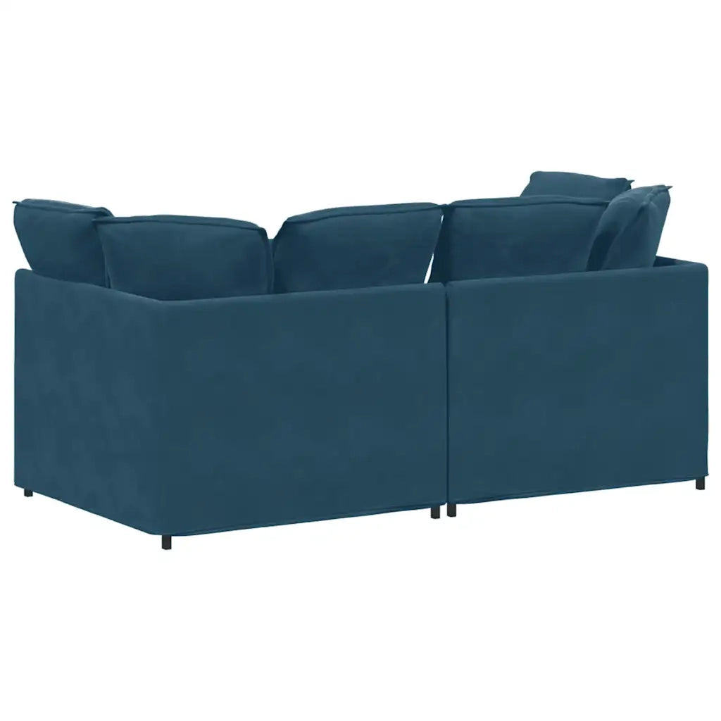 Divano | Divano da soggiorno | Sofa Modulare con Cuscini in Velluto Blu